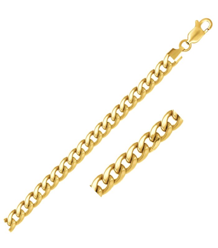 14k Yellow Gold Semi Solid Miami Cuban Bracelet (6.60 mm)