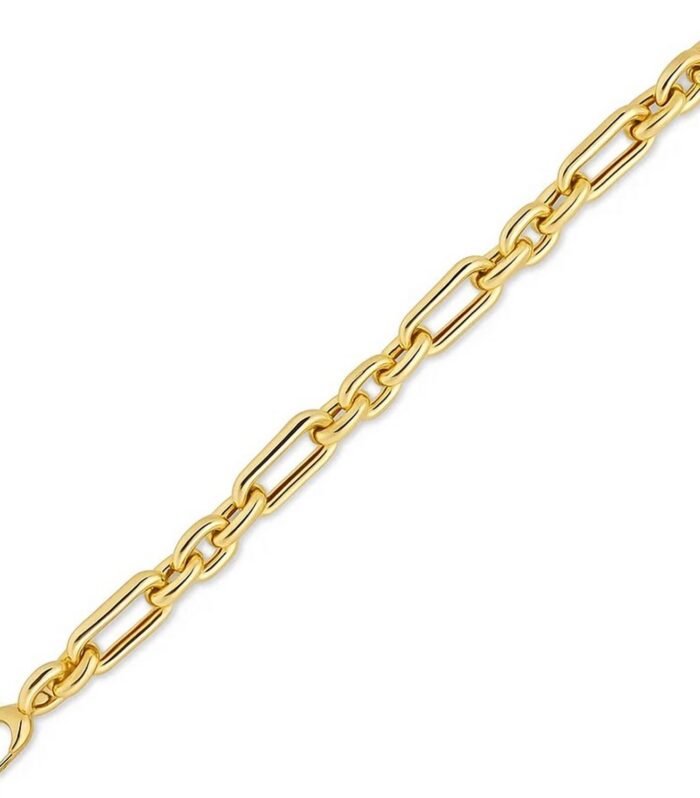 14k Yellow Gold Italian Alternating Paperclip Oval Links Bracelet (9.30 mm)