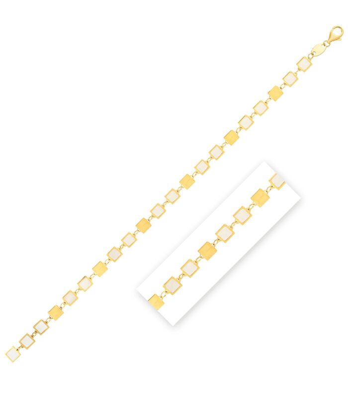 MOP Alternating Bracelet in 14K Yellow Gold Gem (5.00 mm)
