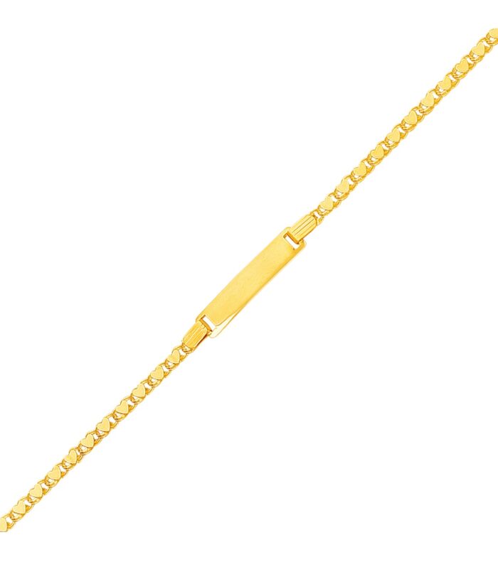14k Yellow Gold Childrens Heart Link ID Bracelet