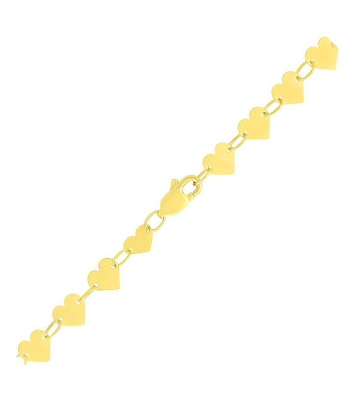 Mirror Heart Chain Bracelet in 10K Yellow Gold (4.70 mm)