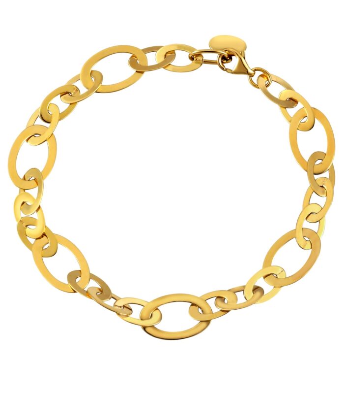 Large Flat Oval Link Bracelet in 14K Yellow Gold (7.90 mm)