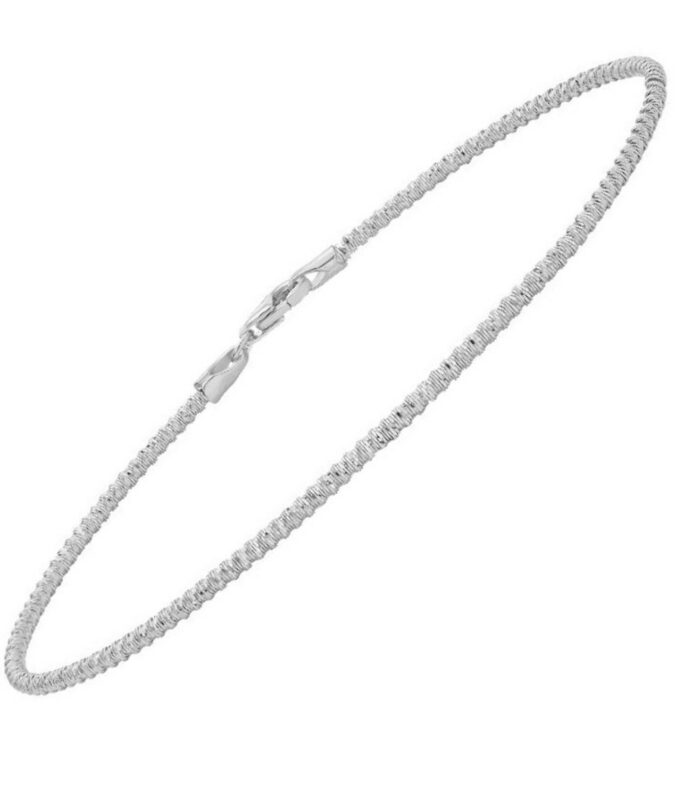 14K White Gold Diamond Cut Sparkle Spring Bracelet (1.70 mm)