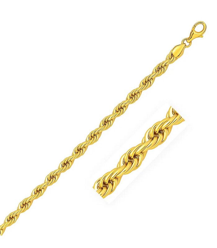 10k Yellow Gold Solid Diamond Cut Rope Bracelet (3.50 mm)