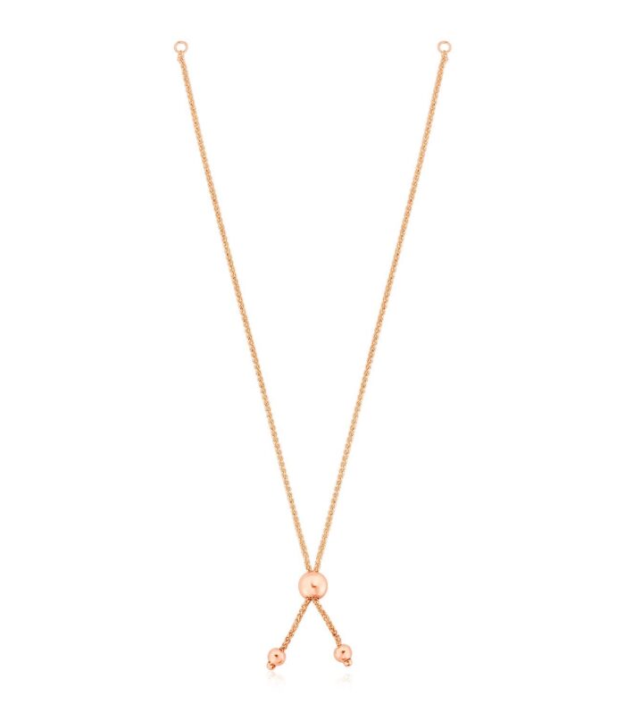 14k Rose Gold Adjustable Friendship Bracelet Chain with Ball Slide