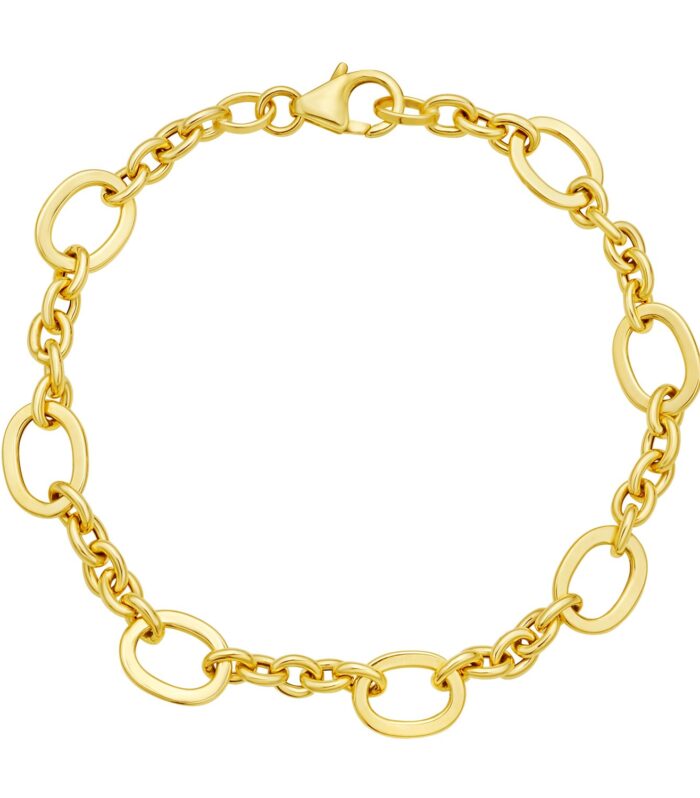 14K Yellow Gold Five and One Oval Link Chain Bracelet