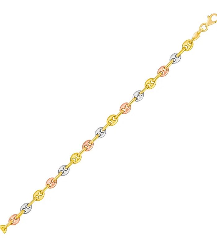 14k Tri Color Gold Mariner Link Bracelet (4.90 mm)