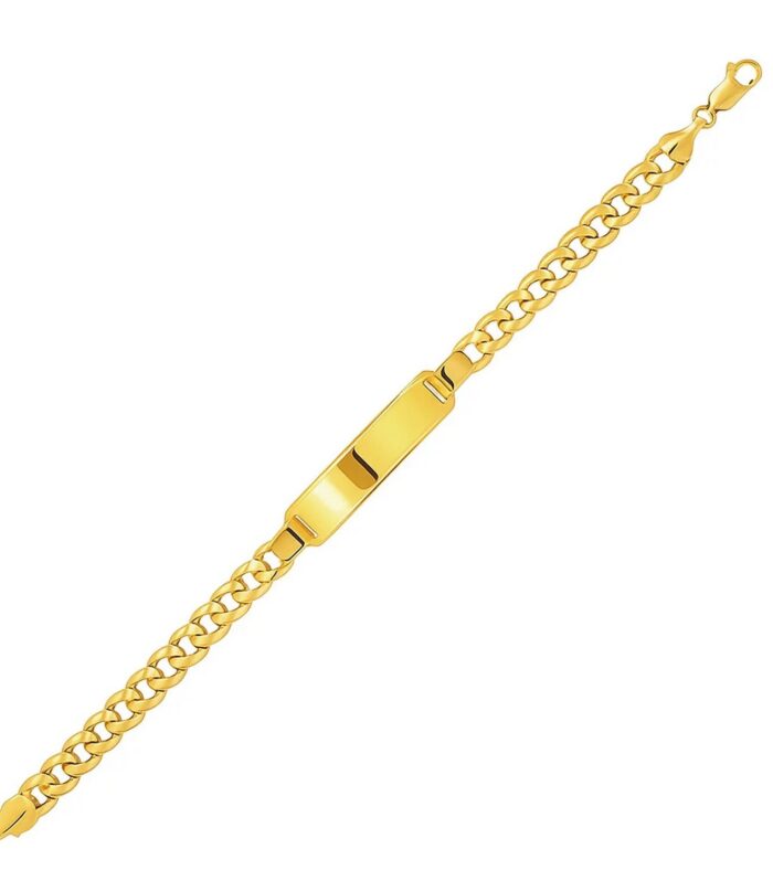 14k Yellow Gold Mens ID Cuban Chain Bracelet (8.00 mm)
