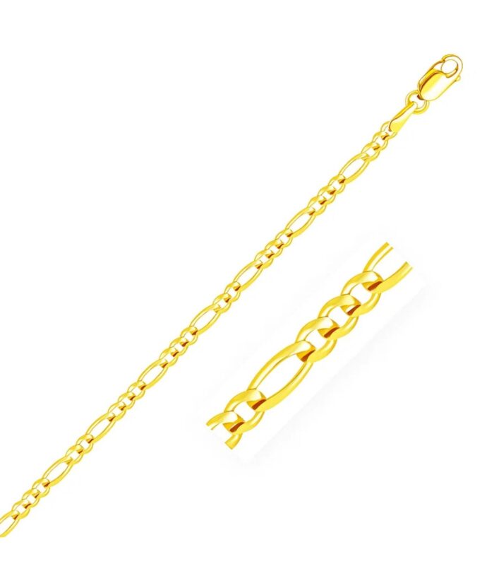 10k Yellow Gold Link Figaro Bracelet (2.60 mm)