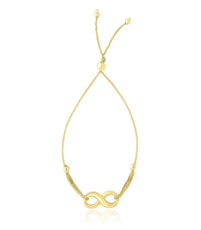 14k Yellow Gold Infinity Motif Adjustable Lariat Bracelet (1.00 mm)
