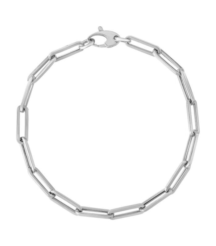 14K White Gold Bold Paperclip Chain Bracelet (4.20 mm)