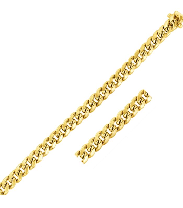 14k Yellow Gold Semi Solid Miami Cuban Bracelet (7.20 mm)