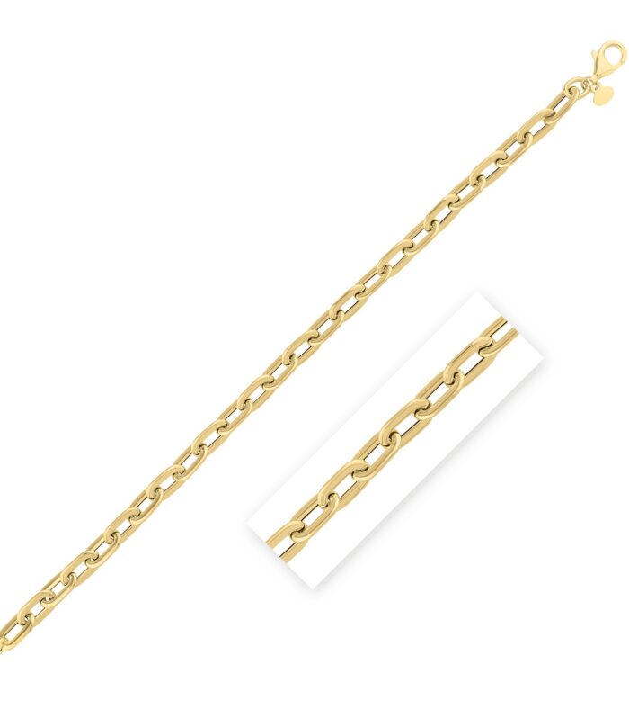 Oval Domed Paperclip Bracelet in 14K Yellow Gold