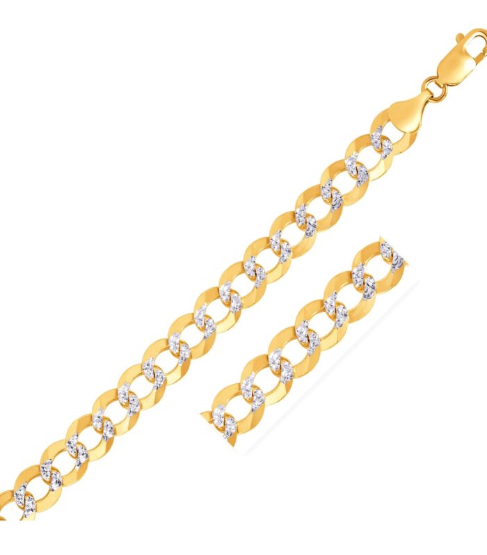 14k Two Tone Gold Pave Curb Bracelet (9.70 mm)