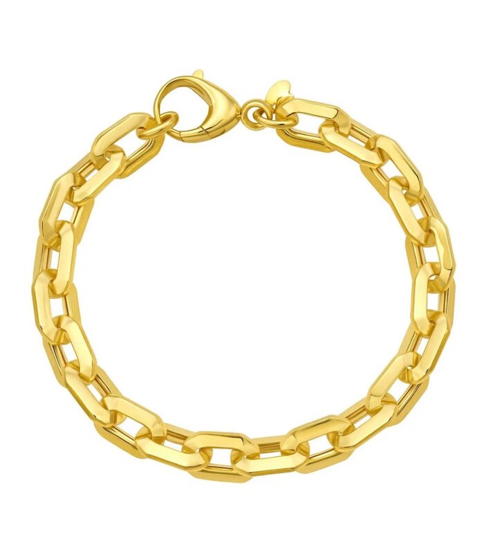 14K Yellow Gold Faceted Octagonal Link Chain Bracelet (8.10 mm)