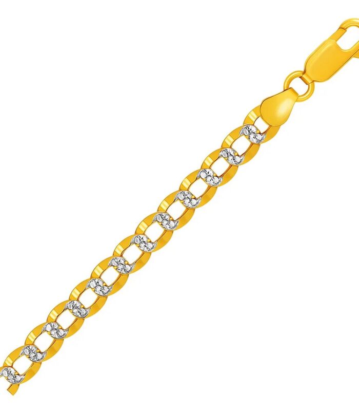 14k Two Tone Gold Pave Curb Bracelet (5.70 mm)