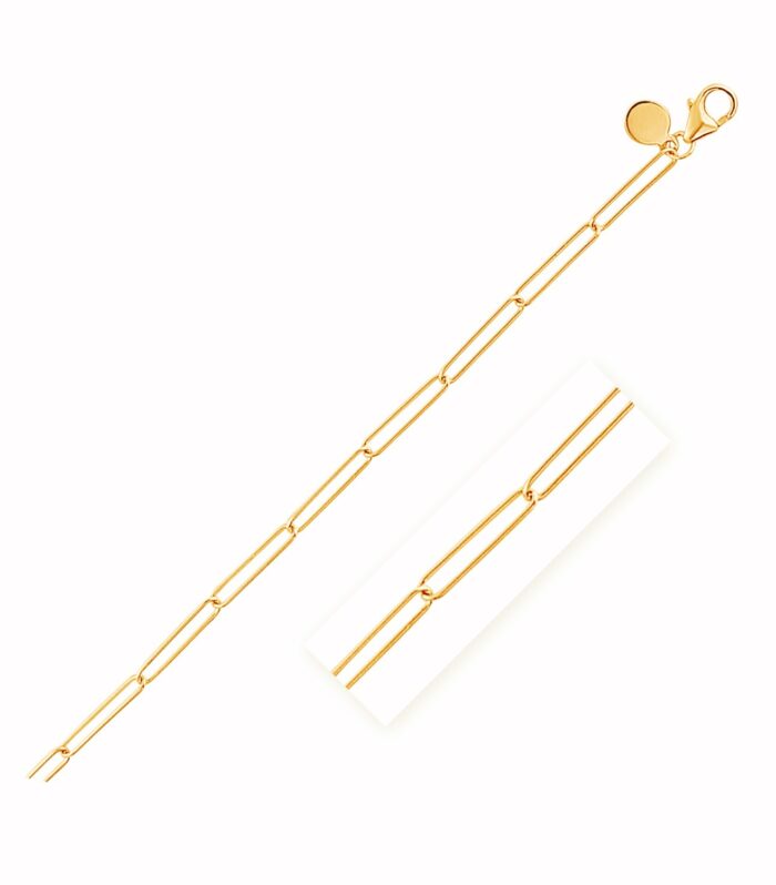 14k Yellow Gold Wire Paperclip Bracelet  (2.70 mm)