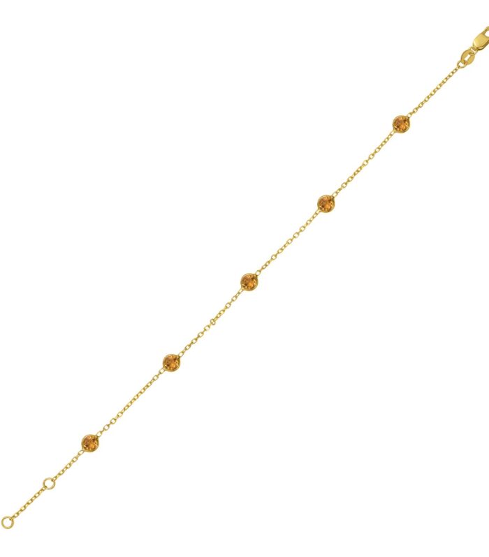 14K Yellow Gold Citrine Station Bracelet
