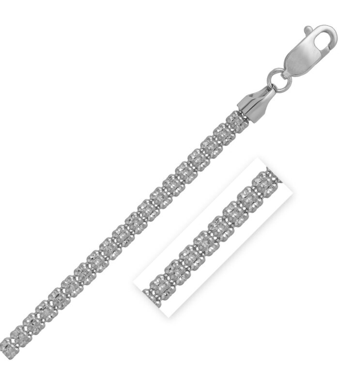 Ice Barrel Chain Bracelet in 14k White Gold (3.10 mm)