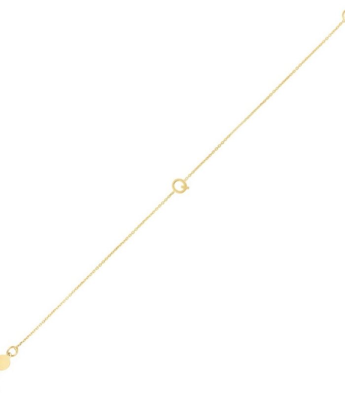 14K Yellow Gold Mini Initial Q Bracelet