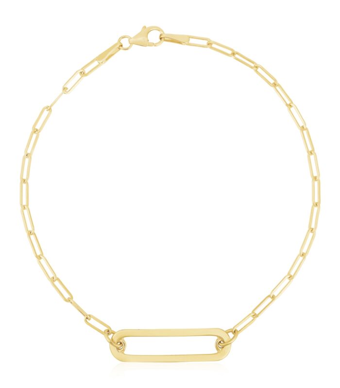 14k Yellow Gold High Polish Open Straight Paperclip Bracelet (2.10 mm)