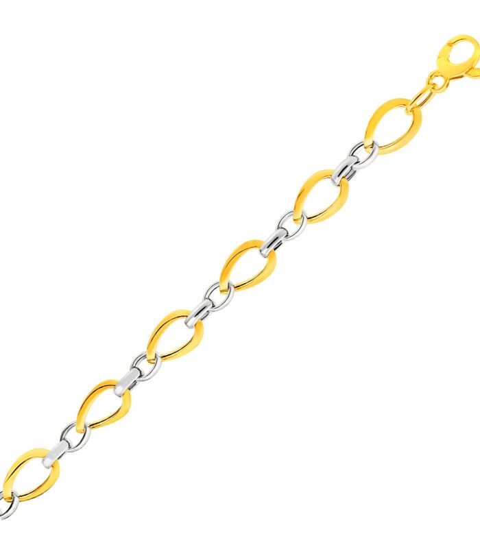 Twisted Oval Chain Bracelet in 14k Two Tone Gold (7.40 mm)