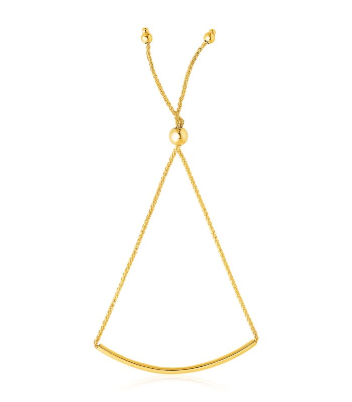 14k Yellow Gold Smooth Curved Bar Lariat Design Bracelet (0.80 mm)