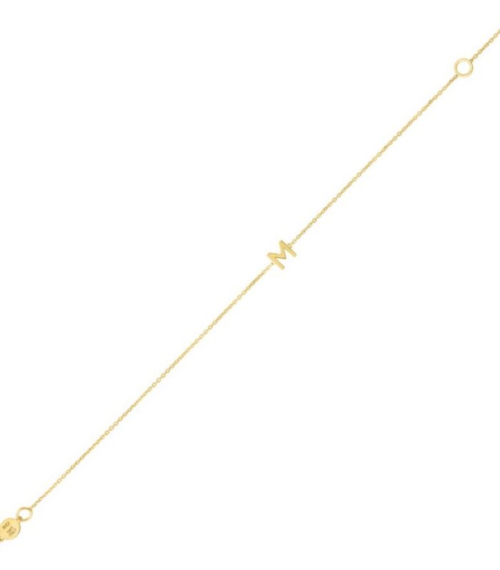 14K Yellow Gold Mini Initial M Bracelet