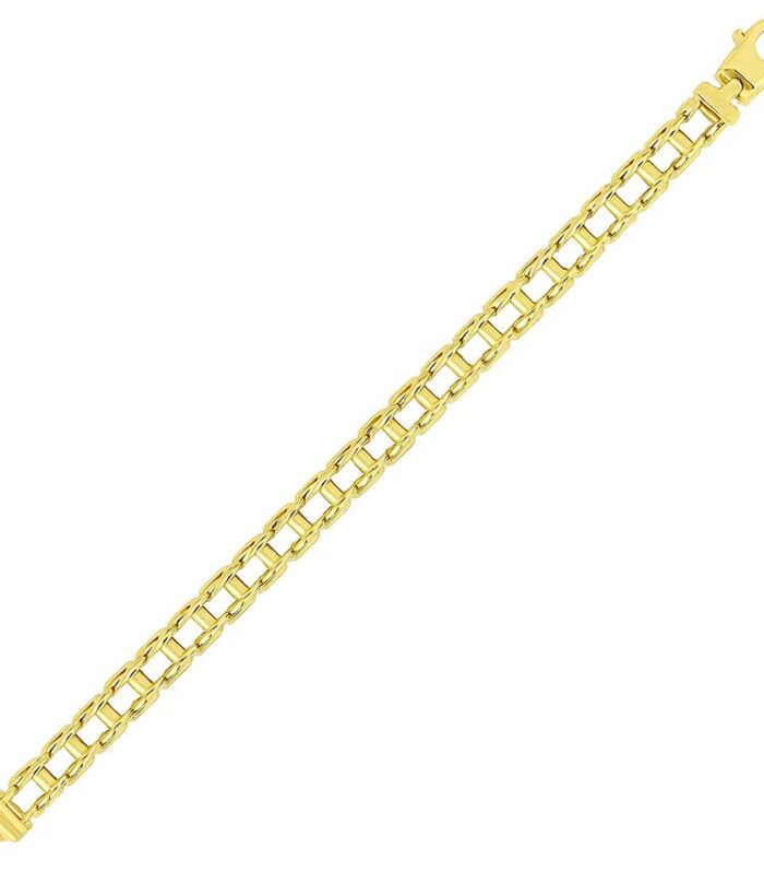 14k Yellow Gold Mens Bracelet with Rail Motif Links (5.00 mm)