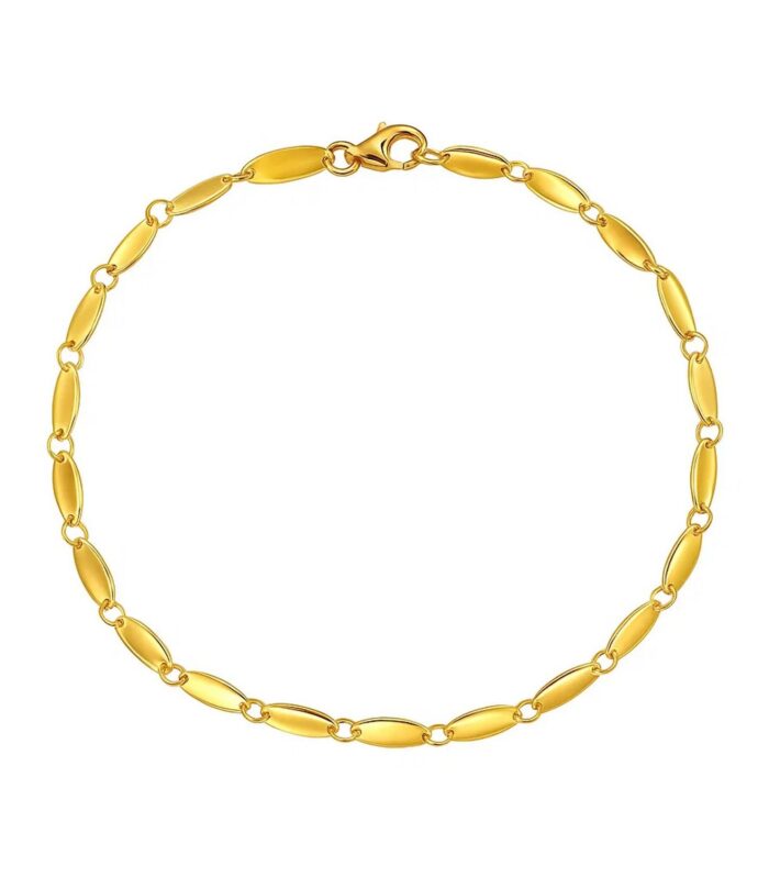 14K Yellow Gold Flat Pebble Link Bracelet (2.50 mm)