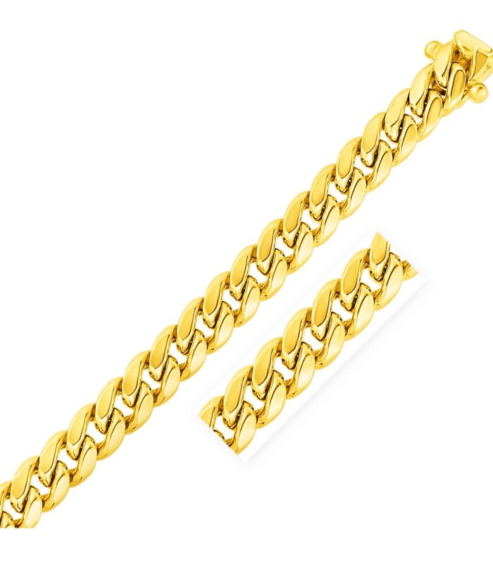 14k Yellow Gold Semi Solid Miami Cuban Bracelet (11.10 mm)