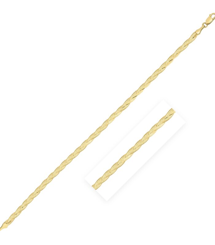 14k Yellow Gold Braided Herringbone Bracelet (3.20 mm)