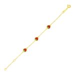14k Yellow Gold Childrens Bracelet with Enameled Strawberries(1.00 mm)