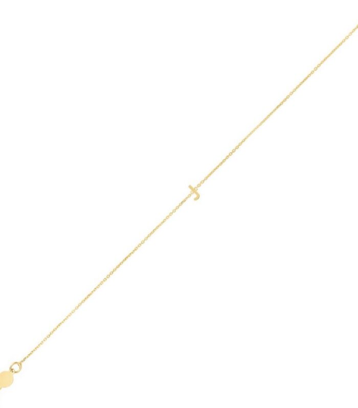 14K Yellow Gold Mini Initial J Bracelet