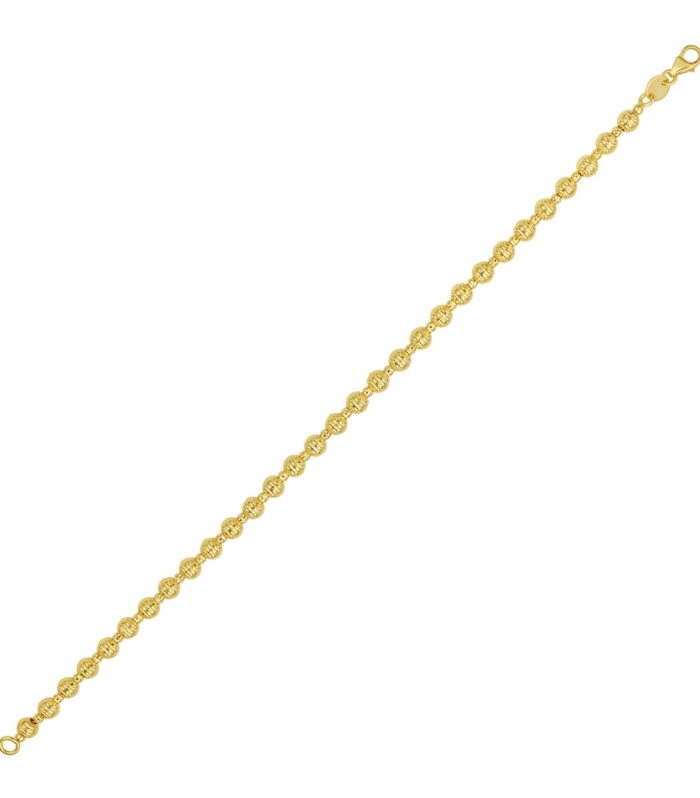 14K Yellow Gold Disco Diamond Cut Bead Bracelet (4.00 mm)