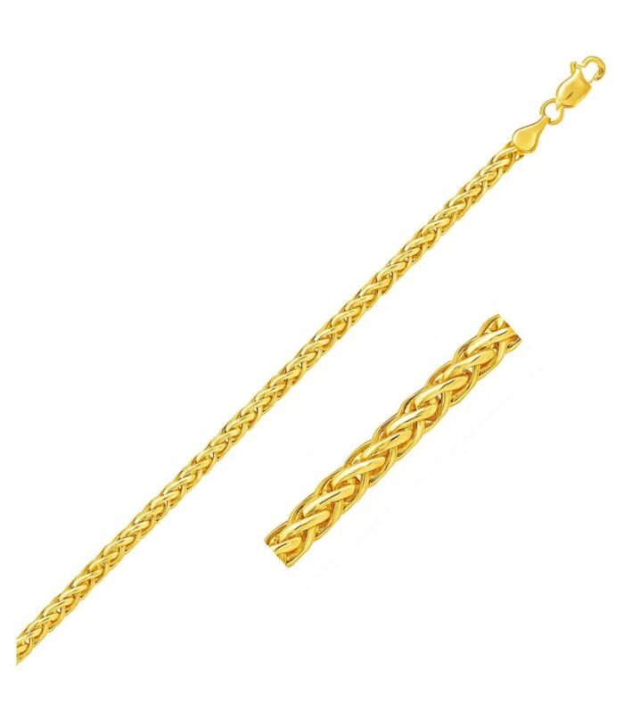 14k Yellow Gold Diamond Cut Round Franco Bracelet (4.10 mm)