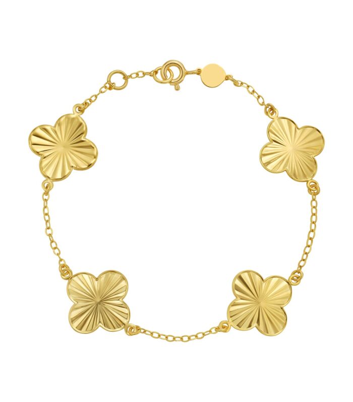14K Yellow Gold Clover Bracelet