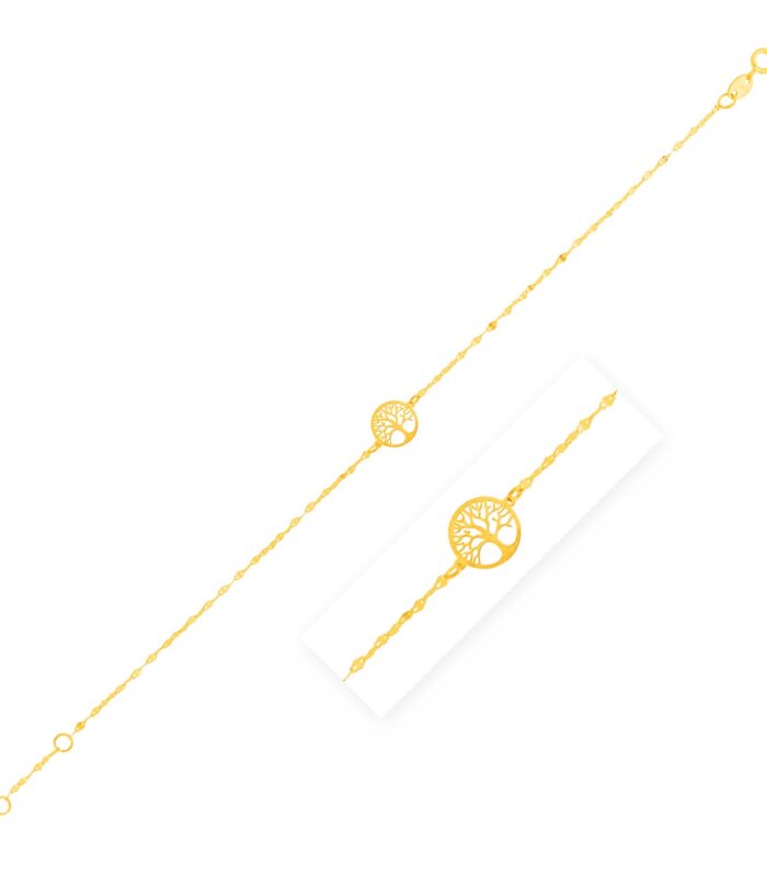 14K Yellow Gold Tree of Life Bracelet (1.20 mm)