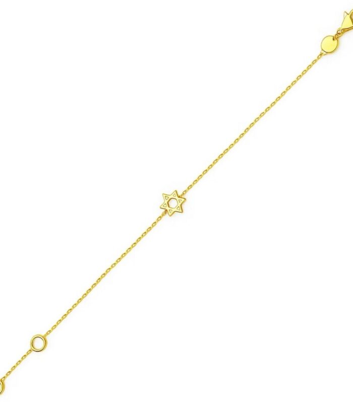 14k Yellow Gold Star of David Bracelet