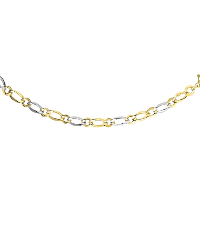 14k Two-Tone Gold Interlaced Smooth and Textured Link Bracelet (10.00 mm)