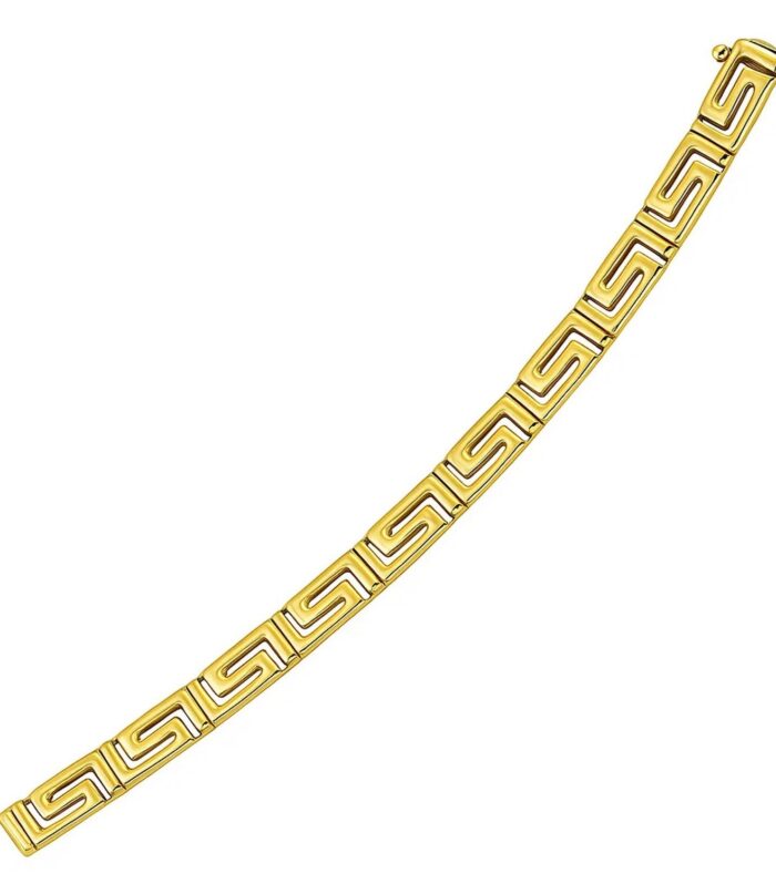 14k Yellow Gold Fancy Greek Key Motif Bracelet (6.35 mm)