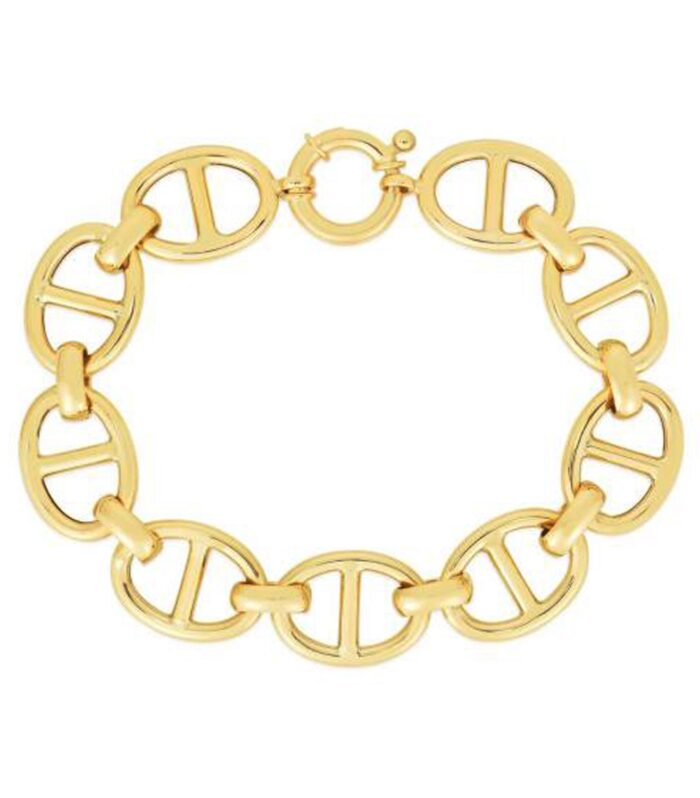 14k Yellow Gold High Polish Mariner Link Bracelet  (13.80 mm)