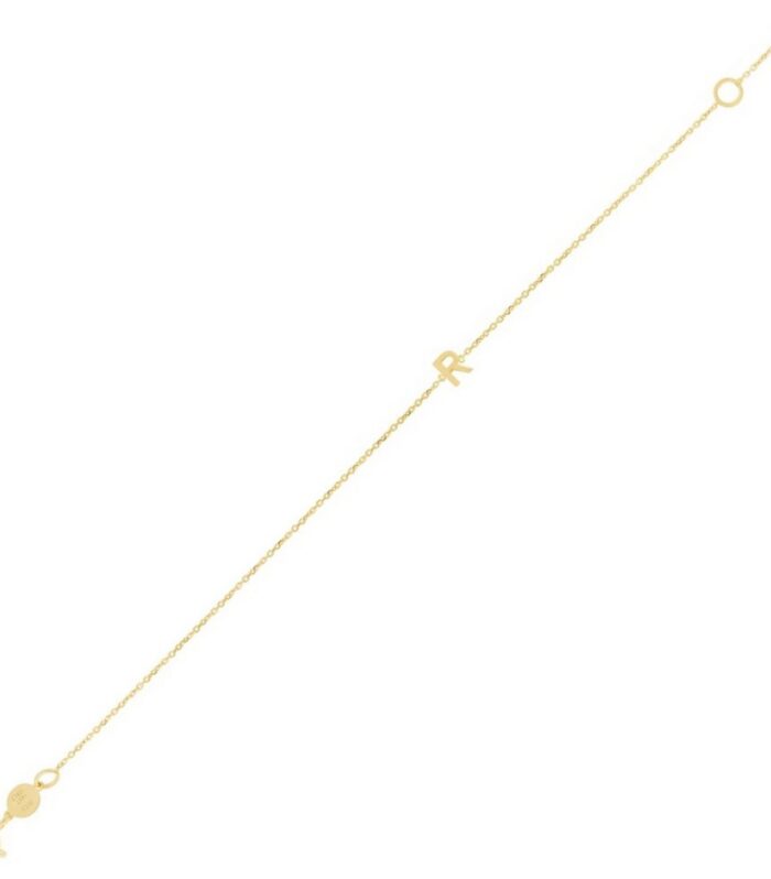 14K Yellow Gold Mini Initial R Bracelet